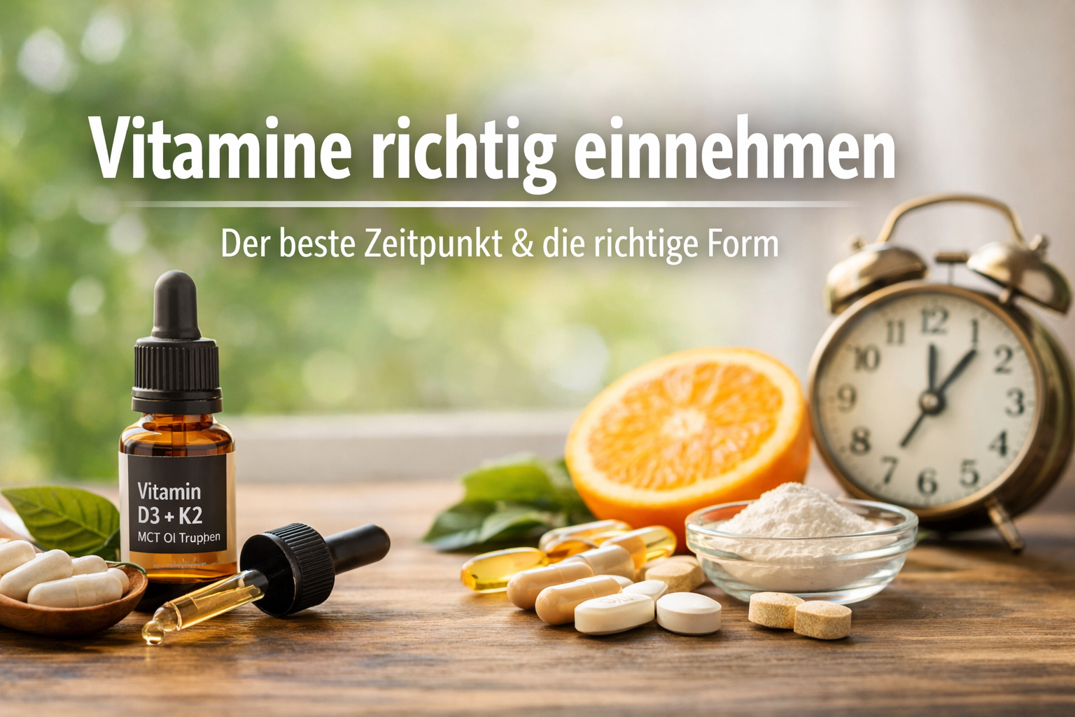 Vitamin D3, K2, Nahrungsergänzung, Fläschchen, Tablettenmix